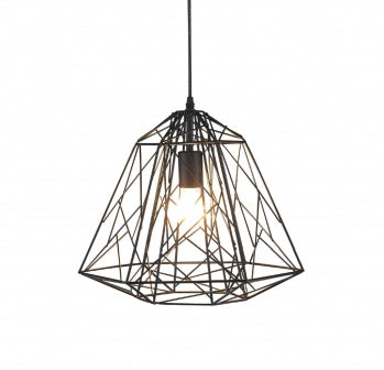 Black Metal Geometric Shade Single Pendant Light