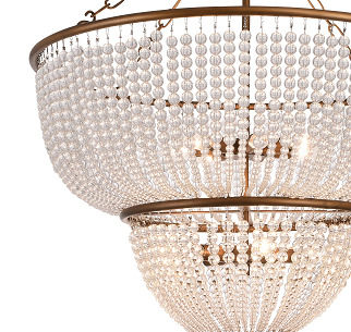Bronze Two-Tier Chandelier with Clear Crystal Beads by Bethel
