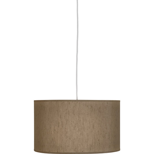 Painted White Finish with Mushroom Dupioni Fabric Shade and Fabric Diffuser
