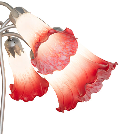 Pink/White Tiffany Pond Lily 12 Light Chandelier