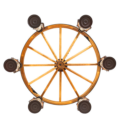 Miners Lantern Wagon Wheel 6 Light Chandelier