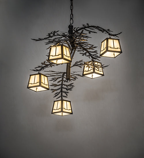 36" Wide Pine Branch Valley View 5 Light Chandelier