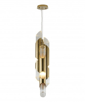 Gold Stainless Steel Pendant Light with Clear Glass Shade