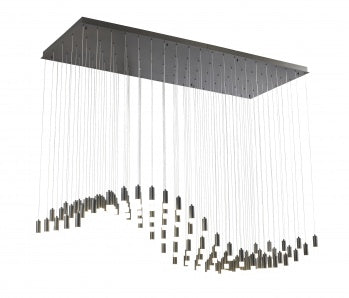 Black Rectangular Multi-Light Pendant with Frosted White Caps