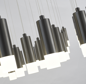 Black Rectangular Multi-Light Pendant with Frosted White Caps