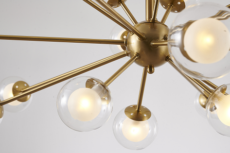 Brass Chandelier with Mixed Globe Shades