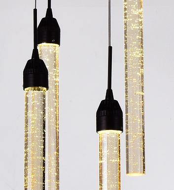 Champagne Bubble Crystal Pendant Island Light by Bethel International