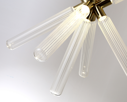Gold Sputnik LED Chandelier with Clear Glass Globes