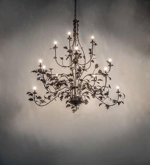 72" Wide Oak Leaf 15 Light Chandelier