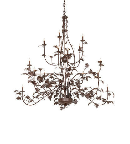 72" Wide Oak Leaf 15 Light Chandelier
