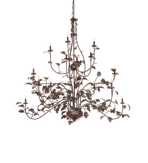 72" Wide Oak Leaf 15 Light Chandelier
