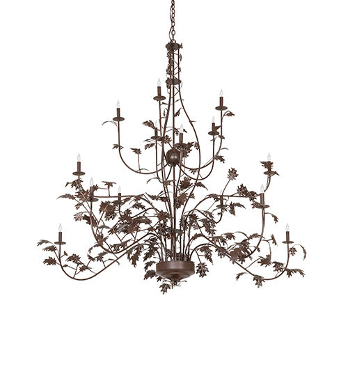 72" Wide Oak Leaf 15 Light Chandelier