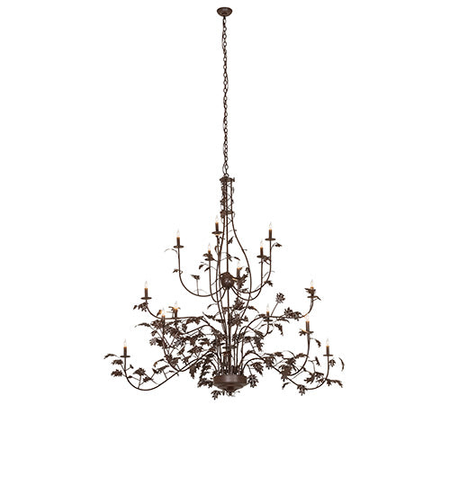 72" Wide Oak Leaf 15 Light Chandelier