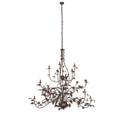 72" Wide Oak Leaf 15 Light Chandelier