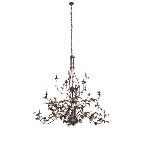 72" Wide Oak Leaf 15 Light Chandelier