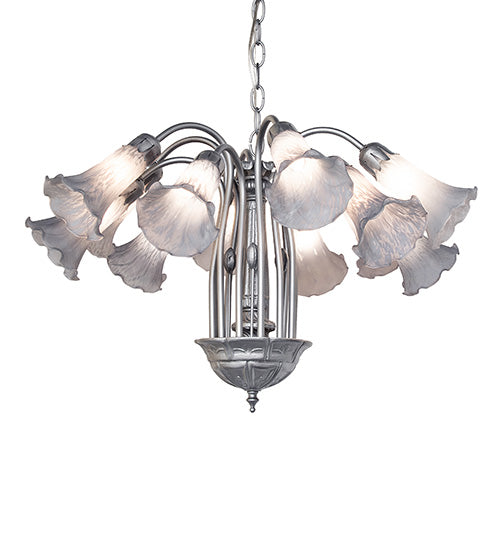 24" Wide Gray Tiffany Pond Lily 12 Light Chandelier