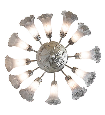 24" Wide Gray Tiffany Pond Lily 12 Light Chandelier