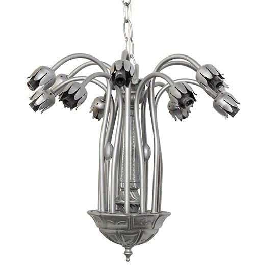 24" Wide Gray Tiffany Pond Lily 12 Light Chandelier