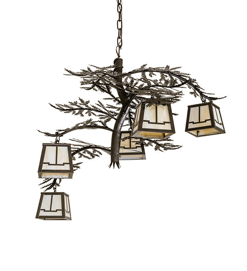 36" Wide Pine Branch Valley View 5 Light Chandelier