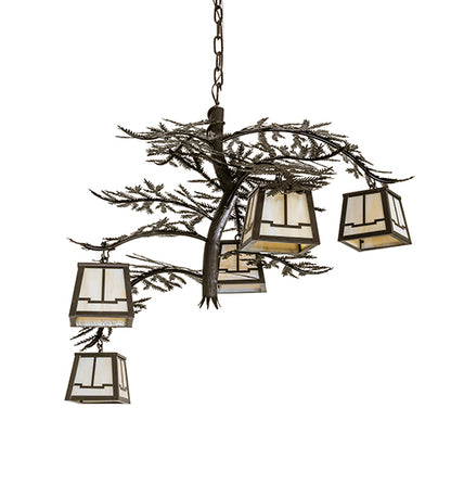 36" Wide Pine Branch Valley View 5 Light Chandelier