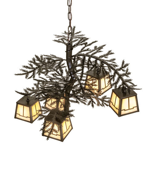 36" Wide Pine Branch Valley View 5 Light Chandelier