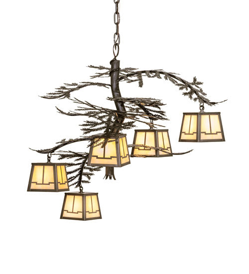 36" Wide Pine Branch Valley View 5 Light Chandelier