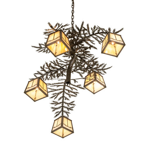 36" Wide Pine Branch Valley View 5 Light Chandelier