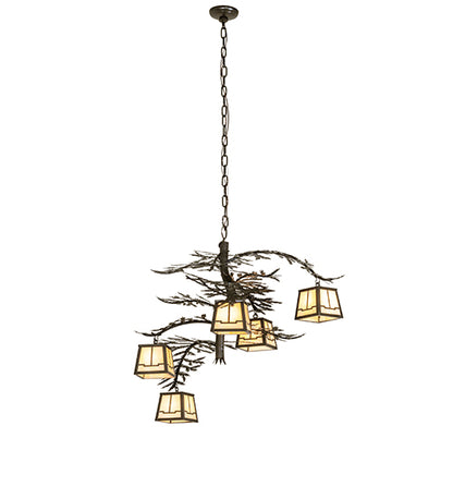 36" Wide Pine Branch Valley View 5 Light Chandelier