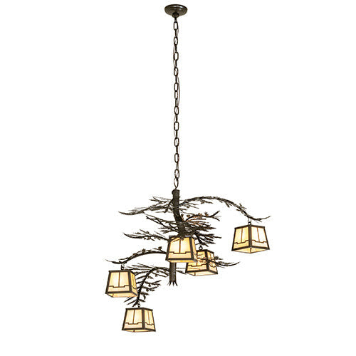 36" Wide Pine Branch Valley View 5 Light Chandelier