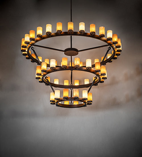 84" Wide Noziroh Ring 60 Light Three Tier Chandelier
