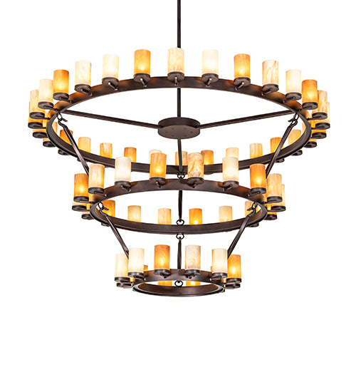 84" Wide Noziroh Ring 60 Light Three Tier Chandelier