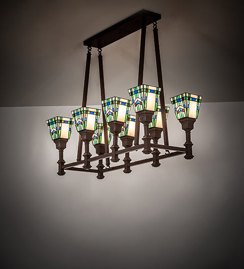 36" Long Prairie Wheat 8 Light Oblong Chandelier