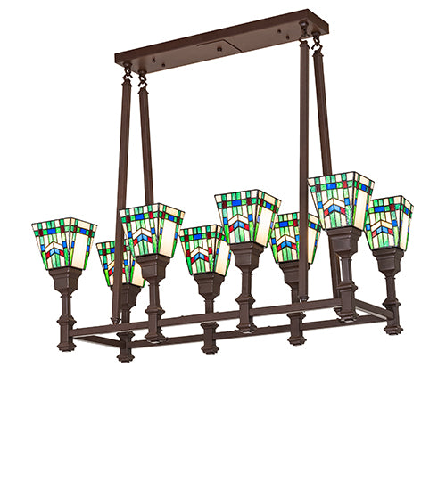 36" Long Prairie Wheat 8 Light Oblong Chandelier