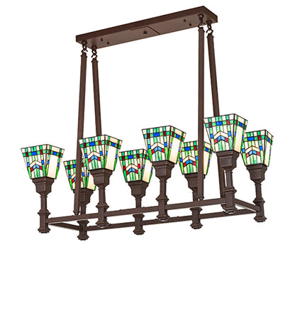 36" Long Prairie Wheat 8 Light Oblong Chandelier