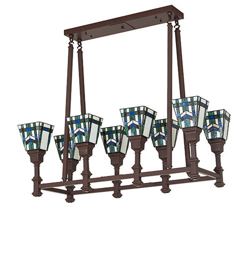 36" Long Prairie Wheat 8 Light Oblong Chandelier