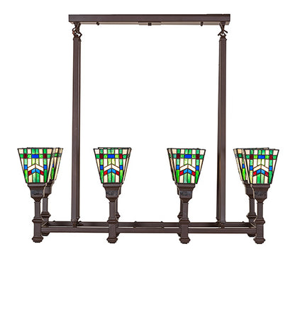 36" Long Prairie Wheat 8 Light Oblong Chandelier