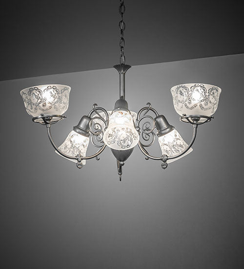 30" Wide Gas & Electric 6 Light Chandelier