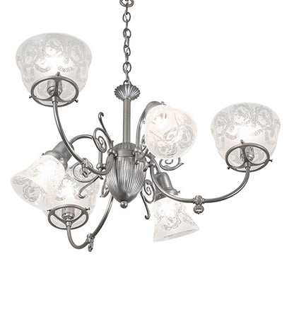 30" Wide Gas & Electric 6 Light Chandelier