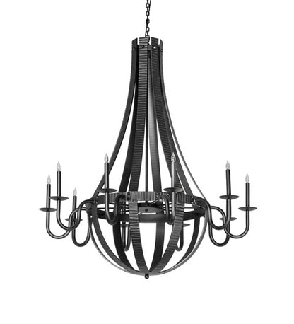 48" Wide Barrel Stave Metallo 10 Light Chandelier