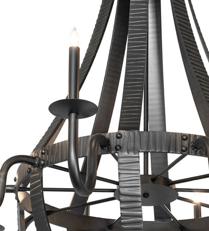 48" Wide Barrel Stave Metallo 10 Light Chandelier