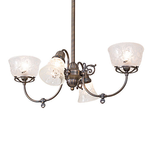29" Wide Revival Gas & Electric 4 Light Chandelier