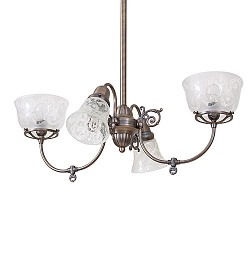 29" Wide Revival Gas & Electric 4 Light Chandelier