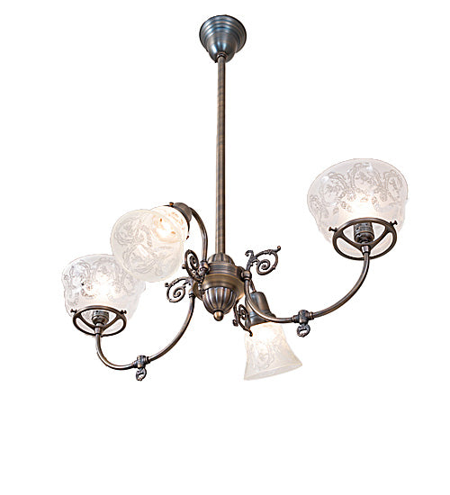 29" Wide Revival Gas & Electric 4 Light Chandelier