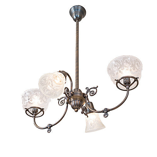 29" Wide Revival Gas & Electric 4 Light Chandelier