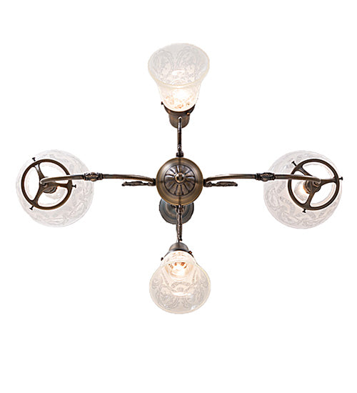 29" Wide Revival Gas & Electric 4 Light Chandelier