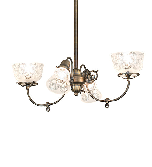 28" Wide Revival Gas & Electric 4 Light Chandelier