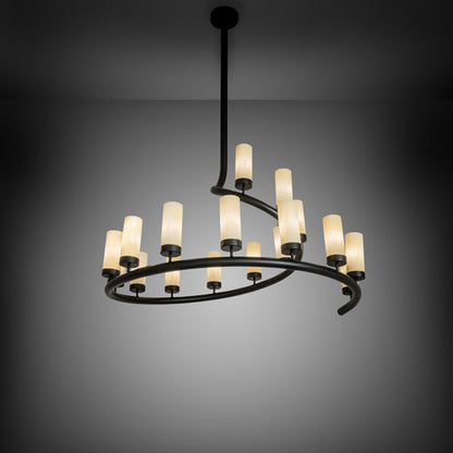 60" Wide French Horn 17 Light Chandelier