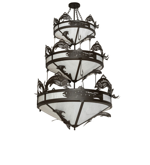 58" Wide Catch of the Day Trout Three Tier Chandelier