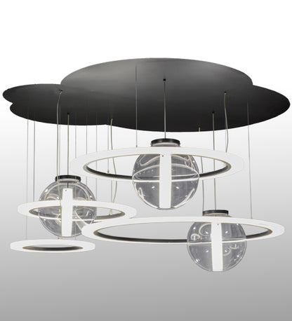 84" Wide Anillo Bola 4 Ring LED Cascading Pendant by Meyda Lighting