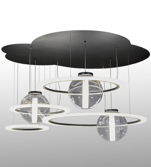 84" Wide Anillo Bola 4 Ring LED Cascading Pendant by Meyda Lighting